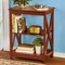Collections Etc Rich Walnut Wood Side Table with 2 Storage Shelves